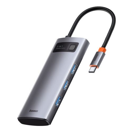 USB-C хаб Baseus Metal Gleam Series 5-in-1 Multifunctional Type-C HUB Docking Station Серый 30Hz Version #1