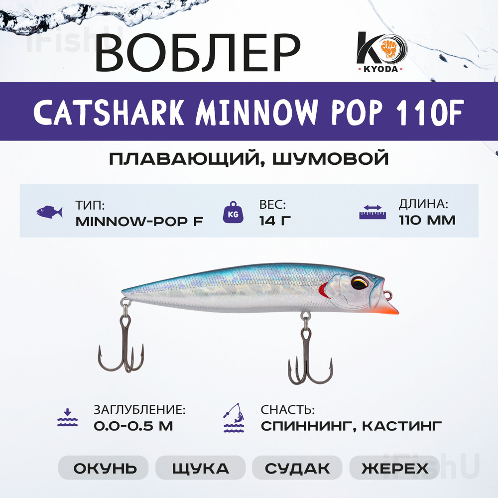 Воблер KYODA CATSHARK MINNOW F, 110мм, 14г, 0 - 0,5м, P1576 #1