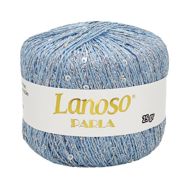 Пряжа Parla Lanoso - 4051 (голубой с серебряными пайетками), 75% люрекс, 25% пайетки, (25г, 210м) нитки #1