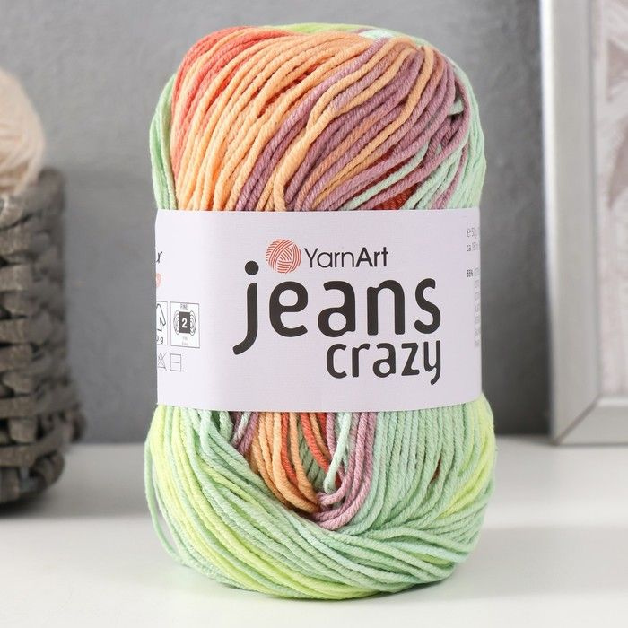 Пряжа "Jeans crazy" 55% хлопок, 45% акрил 160м/50гр (8202 принт) #1