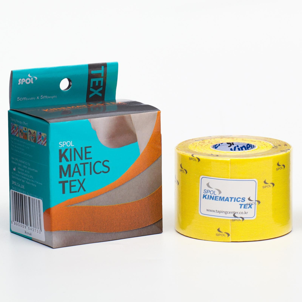 Кинезио тейп Spol Tape корейский, 5 см x 5 м, жёлтый #1