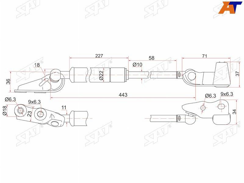 .SAT Амортизатор (Газовый упор) крышки багажника для TOYOTA IPSUM ##M2# 01-09 LH  #1