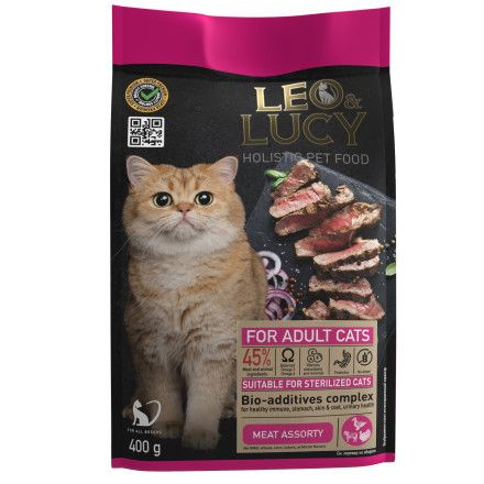 Leo&Lucy Сухой корм взрослых стерилизованных кошек Holistic мясное ассорти, 400 г  #1