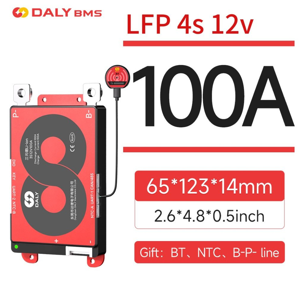 DALY SMART BMS 100A Lifepo4 4S 12V Поддержка непрерывного тока 100A с Bluetooth и функцией балансировки #1