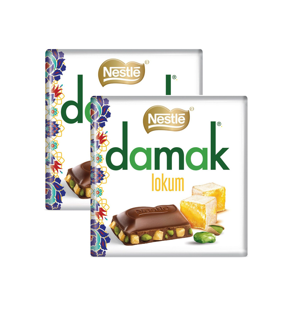 Nestle Damak Lokum шоколад с фисташками рахат лукум, 2 шт по 60 гр #1