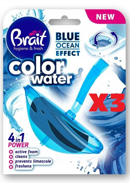 Средство для туалета - очищающий блок Brait Hygiene & Fresh "Color Water" Blue Ocean, 3 шт  #1