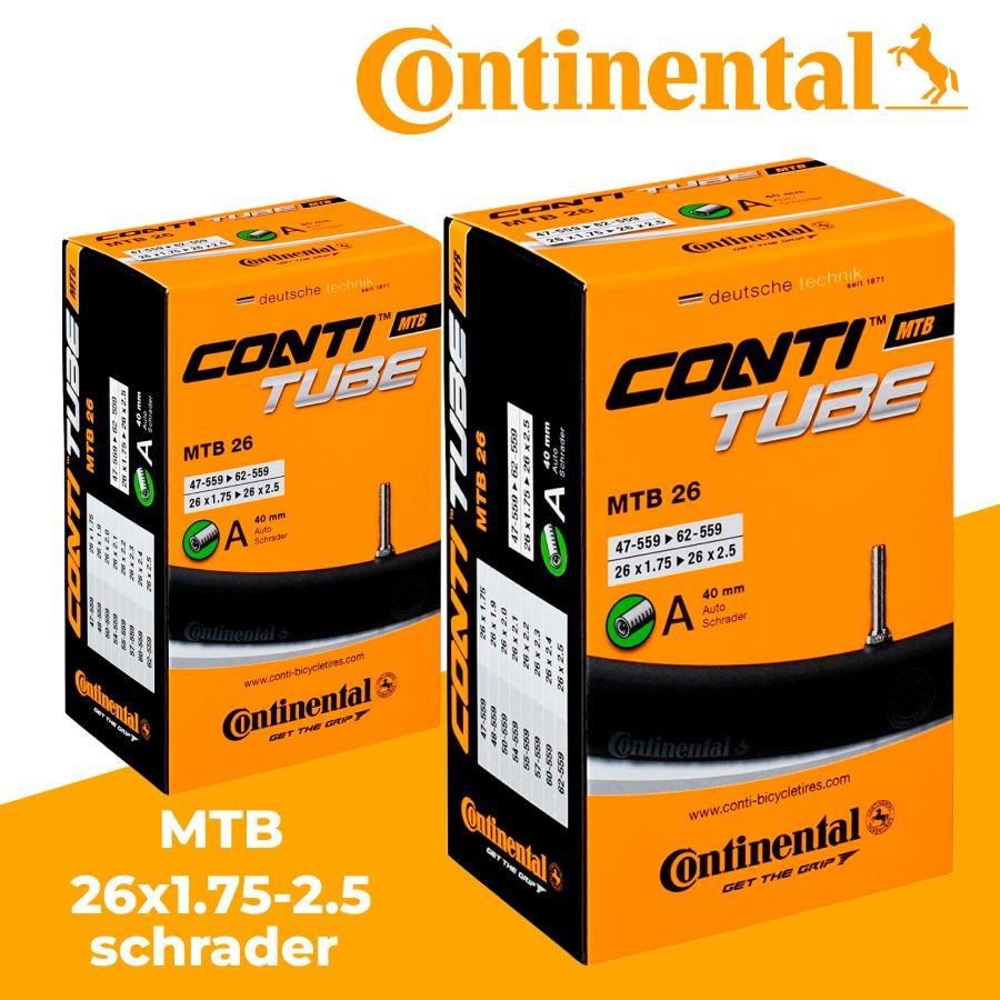 Велокамера Continental MTB 26х1.75-2.5 авто ниппель Schrader, комплект 2 штуки  #1