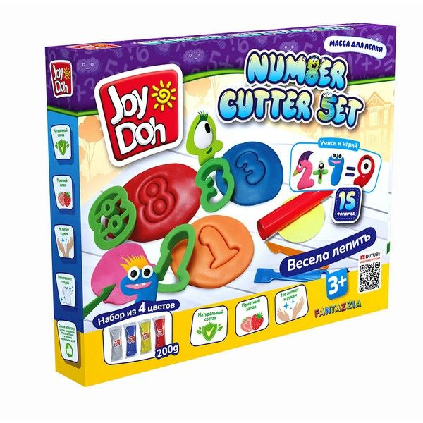 Масса для лепки Joy Doh, набор NUMBER CUTTER SET - УЧИМСЯ СЧИТАТЬ, пресс формы для цифр и вычис-й,19 #1