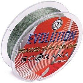 Шнур плетеный Scorana Evolution, 135м, Smoke Green (зеленый), 0,16мм/8,9 кг #1