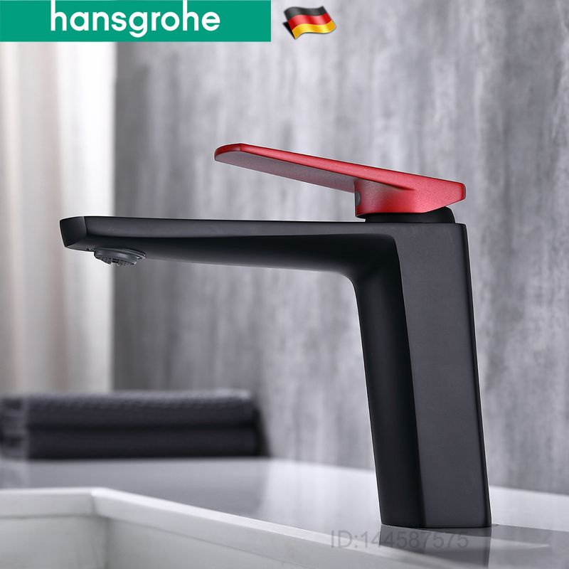 Новый смеситель для ванной комнаты Hansgrohe, смеситель для раковины, черный красный  #1