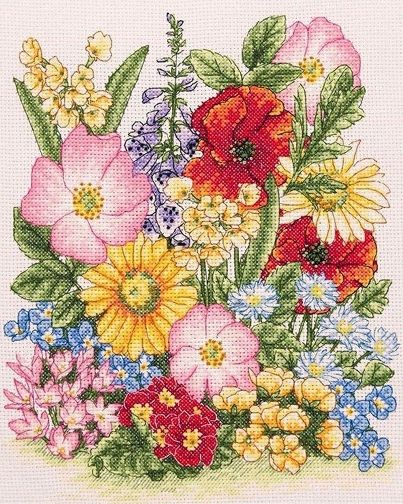 Набор для вышивания Anchor #PCE961 Meadow Flowers (Луговые Цветы), Счетный крест, 20 x 25 см  #1