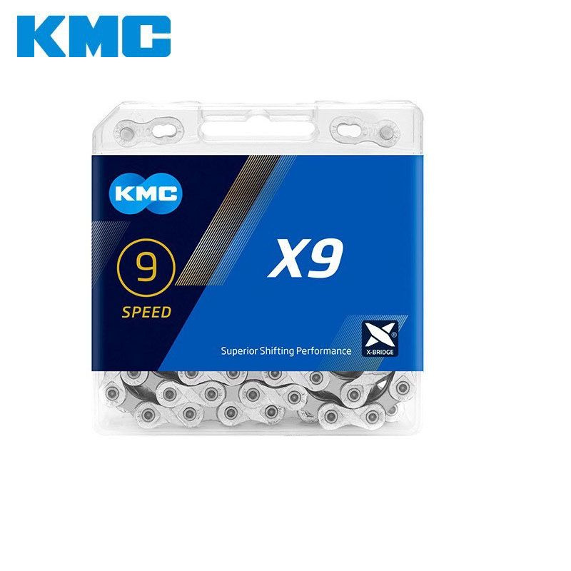 Цепь велосипедная KMC X9 Silver-Gray, 9 ск, 114 / 116 звеньев, с замком MissingLink 9R/CL556R в комплекте #1