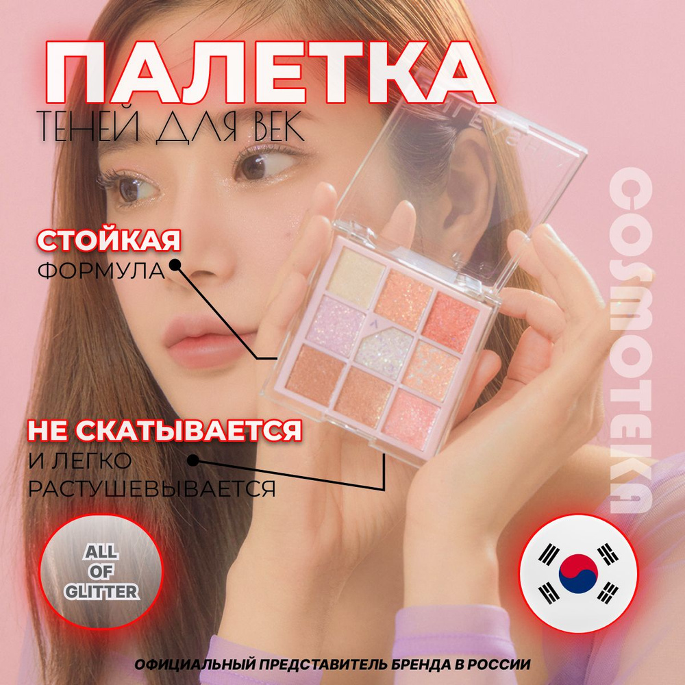 Палетка теней и хайлатеров Unleashia Glitterpedia Eye Palette No.1 All of Glitter ежедневная нежная политра #1