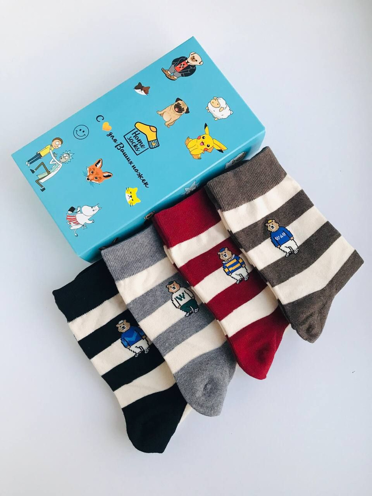 Комплект носков Homesocks Мишка, 4 пары #1