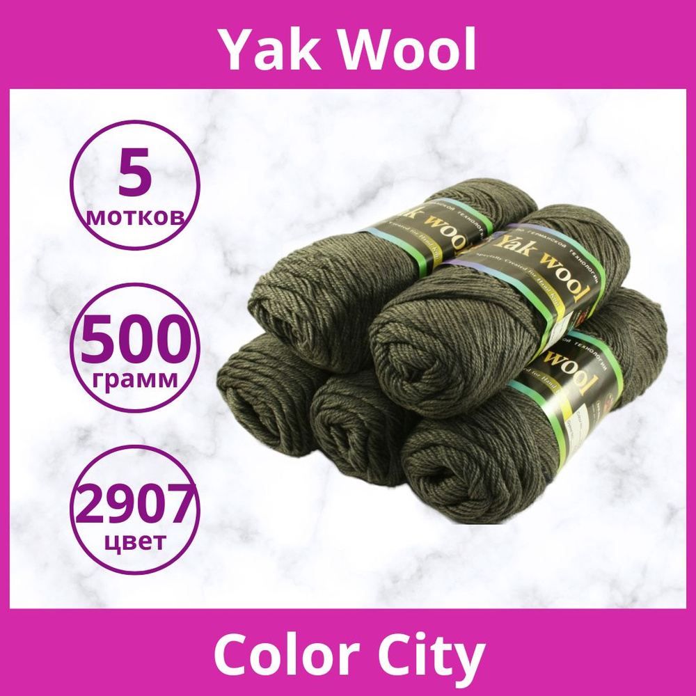 Пряжа Color City Yak Wool цвет 2907 темно-оливковый (упаковка 5 мотков)  #1