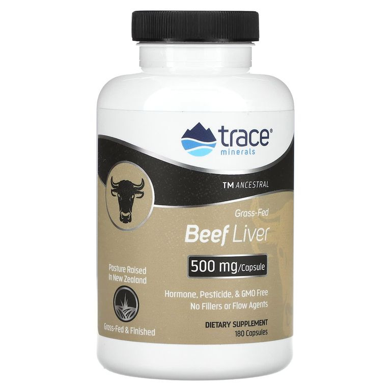 Trace Minerals Beef Liver Capsules, Поддержка печени, 3000 mg 180 капсул #1