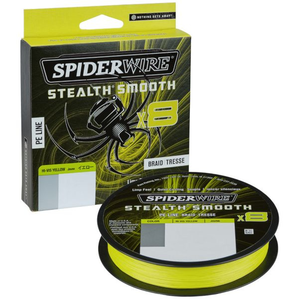 Леска плетеная SPIDER WIRE STEALTH SMOOTH X8 PE BRAID 300м 0.15мм 16.5кг цв. HI-VIS YELLOW  #1