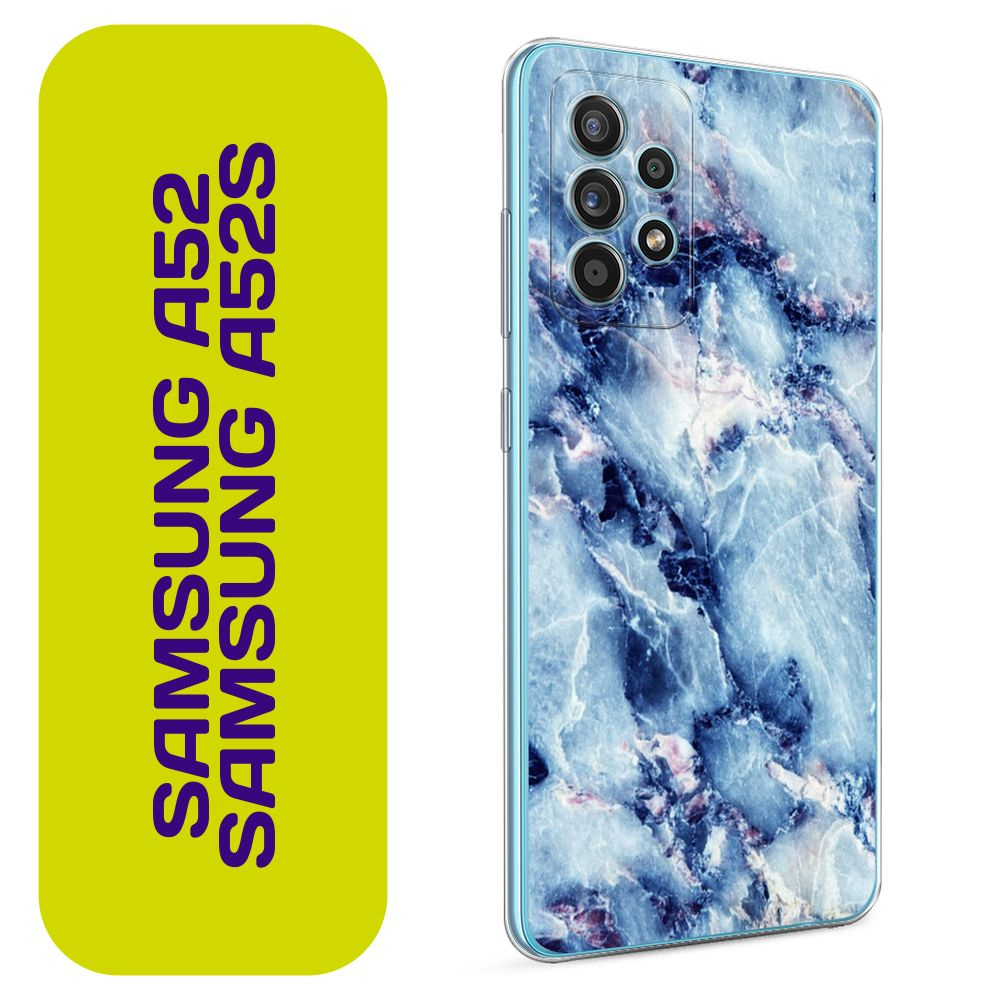 Чехол на Самсунг А52/A52s / Samsung Galaxy A52/A52s с принтом Мрамор с синими прожилками  #1