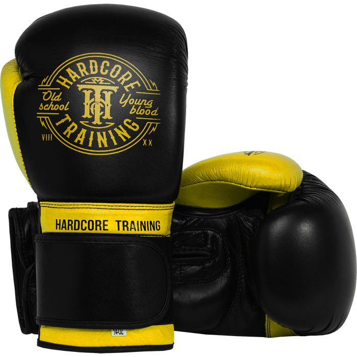 Боксерские перчатки Hardcore Training Premium Black/Yellow #1