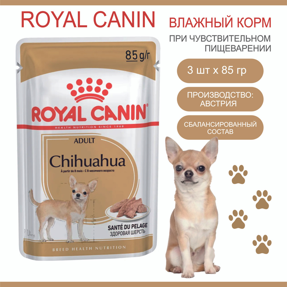 Влажный корм для собак ROYAL CANIN Chihuahua Adult Роял Канин для чихуахуа, паштет 3 шт х 85 гр паучи #1