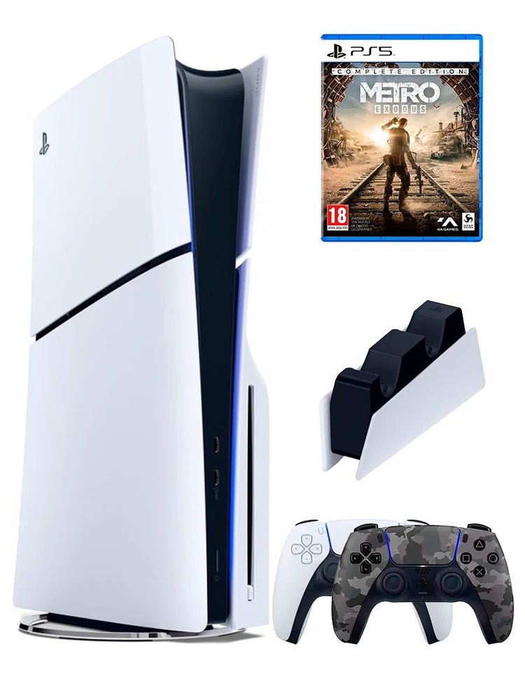 PS5 (ПС5) Игровая приставка Sony PlayStation 5 Slim +2-й геймпад(камуфляжный)+зарядное+игра Metro,1000ГБ #1