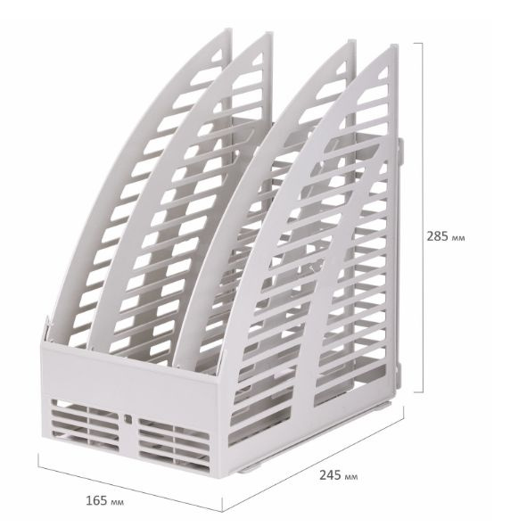 Лоток вертикальный, 245х165х285 мм, 3 отд., сетчатый, сборный, серый  #1