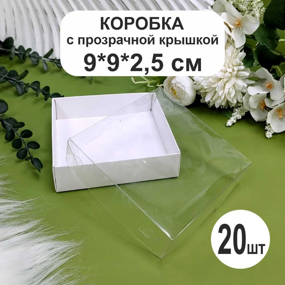 Коробка 9х9х9х2,5см (20шт) с прозрачной крышкой #1