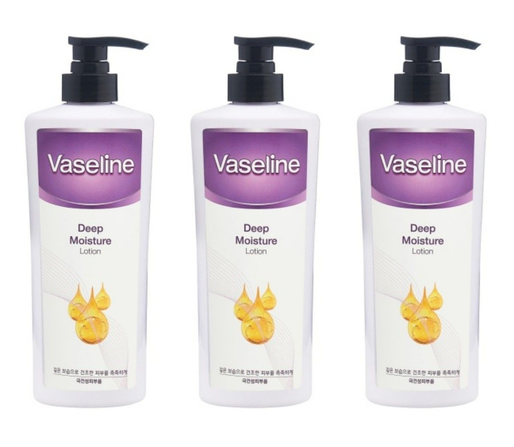 FoodaHolic Лосьон для сухой кожи Vaseline Deep Moisture Lotion, глубокое увлажнение, 500 мл, 3 шт  #1