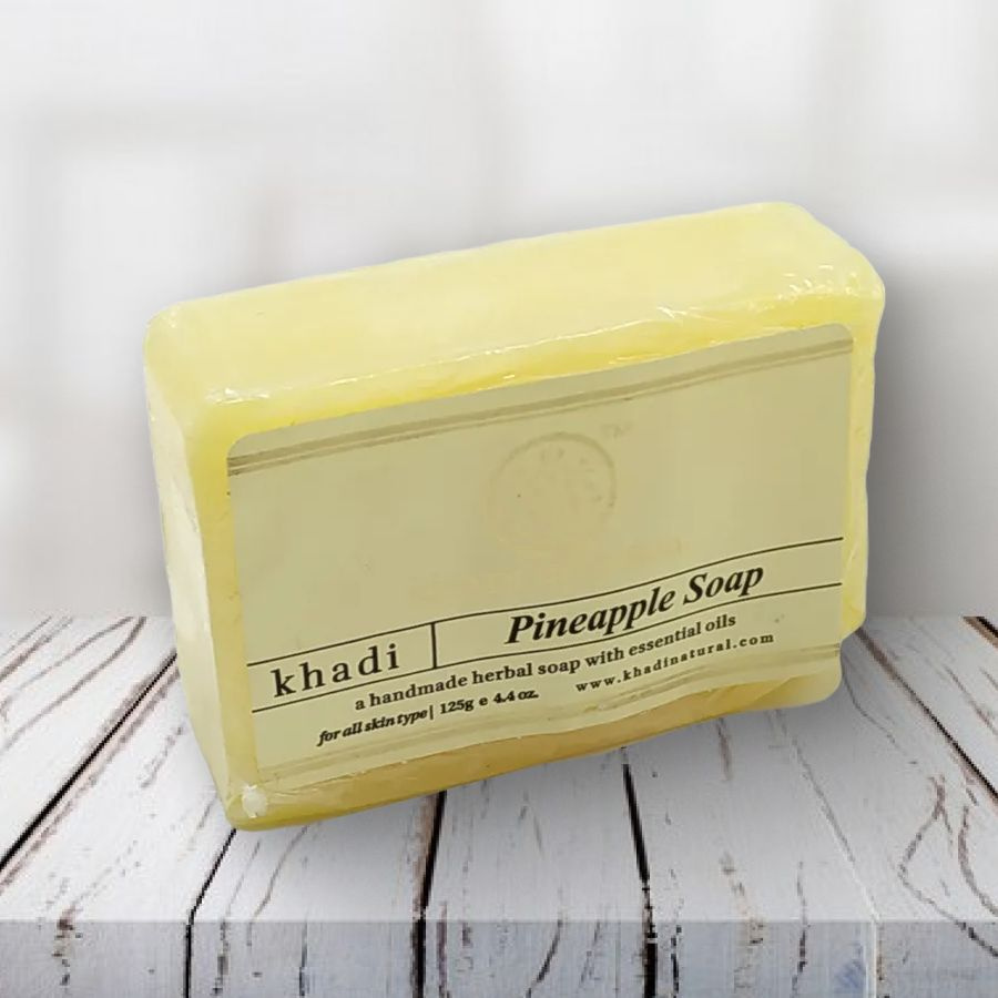 Натуральное мыло ручной работы с Ананасом (125 г), Pineapple Soap Handmade, Khadi Natural  #1