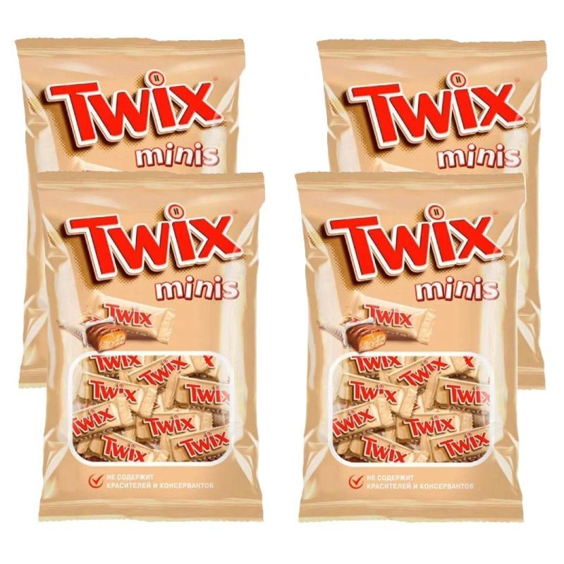 Конфеты шоколадные Minis, Twix, 184 г / 4 упаковки #1