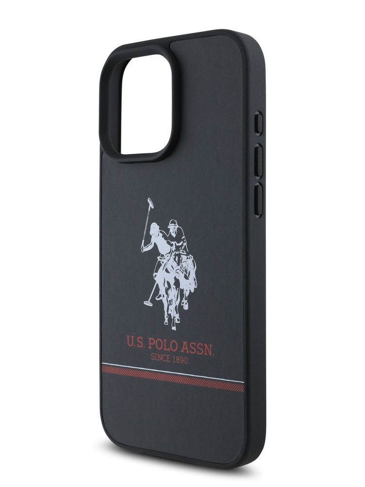 Чехол U.S. Polo Assn. PU на iPhone 16 Pro Max из экокожи, с защитой камеры, с логотипом Double horse #1