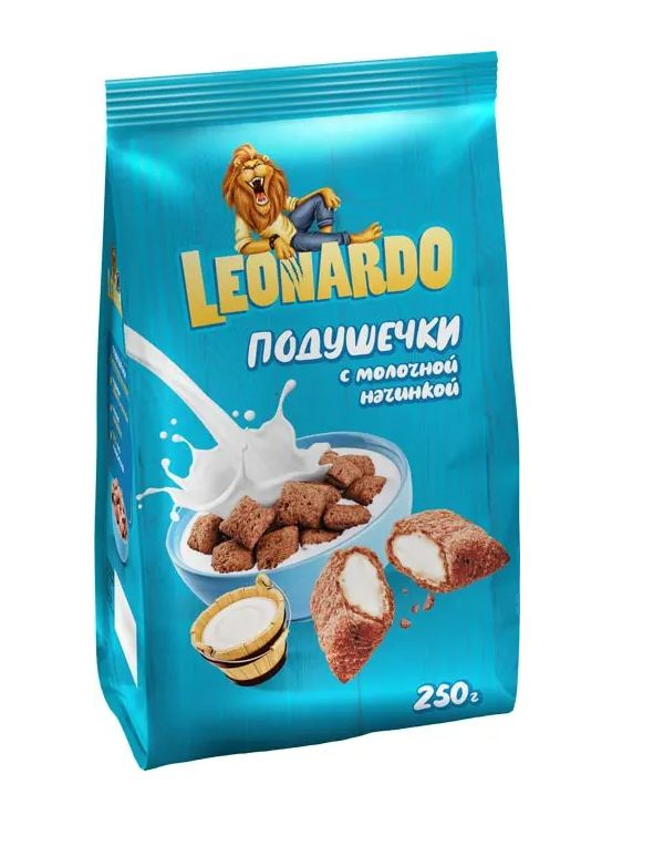 LEONARDO Завтрак готовый Подушечки с молочной начинкой, 250 г  #1