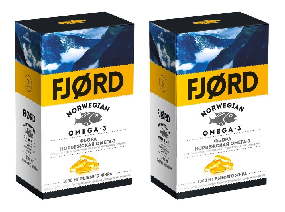 FJORD Norwegian Omega-3 (ФЬОРД Норвежская омега-3), 60 капсул (87 г) х 2 упаковки  #1