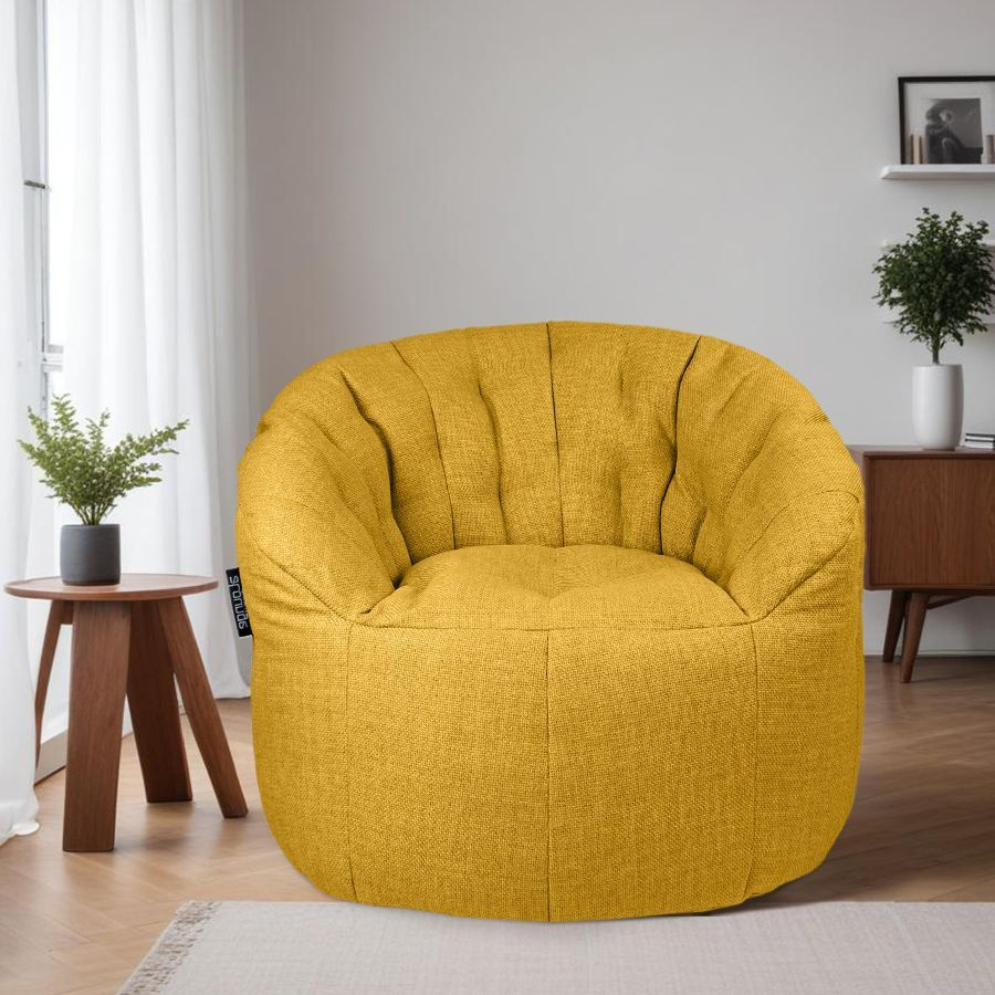 Современное бескаркасное кресло для отдыха дома aLounge - Butterfly Sofa - Yellow Shine (рогожка, желтый) #1