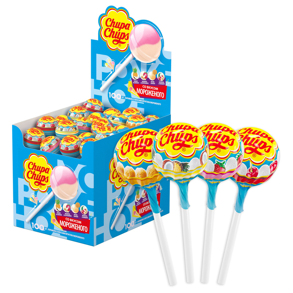 Карамель Chupa Chups со вкусом мороженного, 100 шт по 12г #1