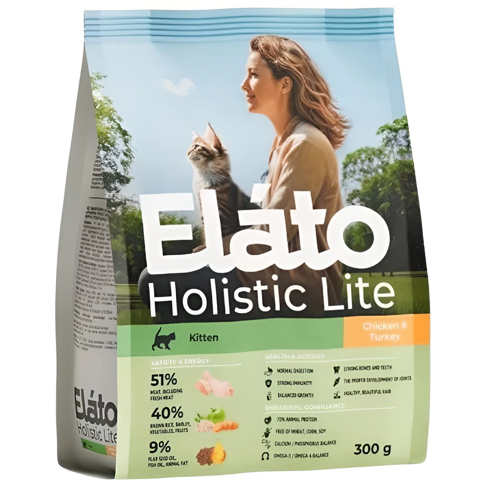 Сухой корм Элато Лайт (Elato Holistic) Lite для котят, беременных и кормящих кошек - Курица и Индейка #1