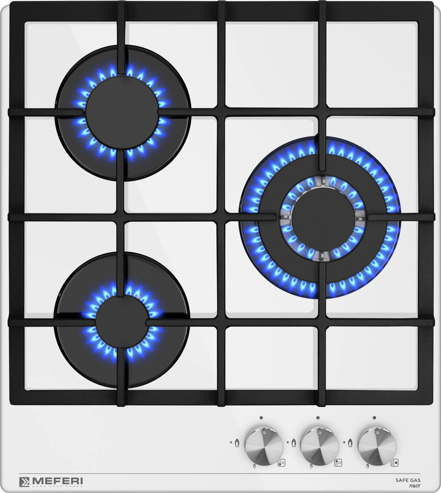 Варочная панель газовая встраиваемая MEFERI / Мефери MGH453WH GLASS POWER стекло/металл белый 500х450х50мм #1