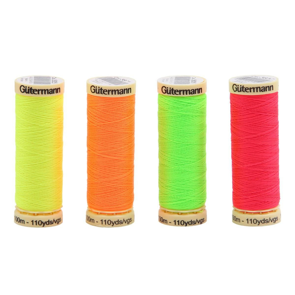 Набор швейных нитей Guetermann прочные, Sew-All 100 м, 4 цвета NEON (734463)  #1