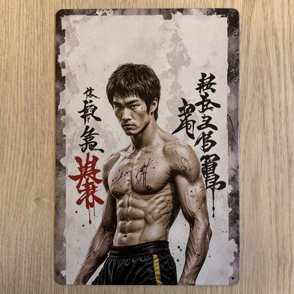 Табличка металлическая интерьерная Арт Брюс Ли Art Bruce Lee  #1