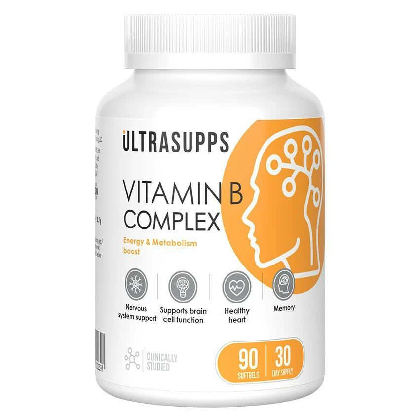 Комплекс витаминов группы В UltraSupps для взрослых, бад Vitamin B Complex для женщин и мужчин, 90 капсул #1