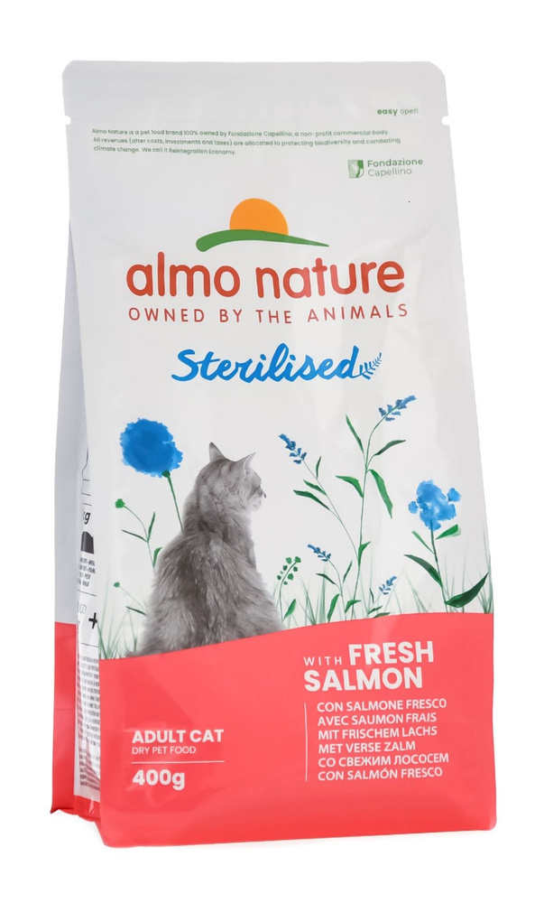 Almo Nature Adult Cat Sterilised Fresh Salmon Сухой корм для стерилизованных кошек (лосось), 400 г  #1