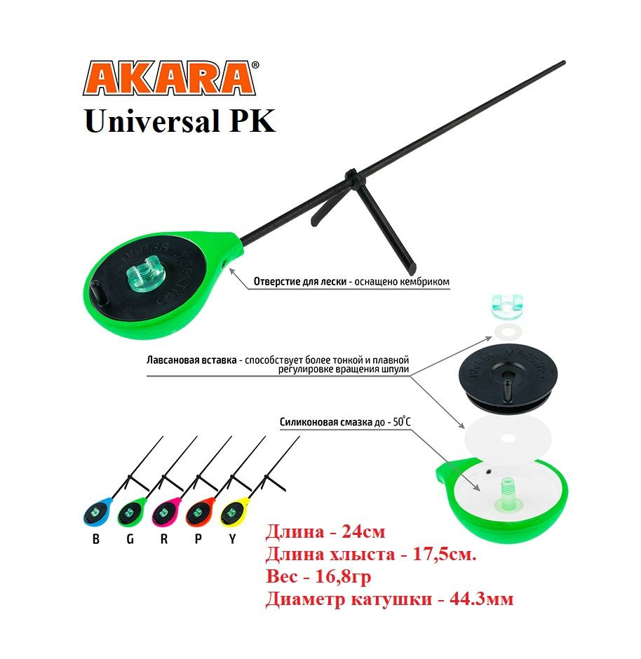 Удочка зимняя Akara Universal PK Green 1-7гр #1