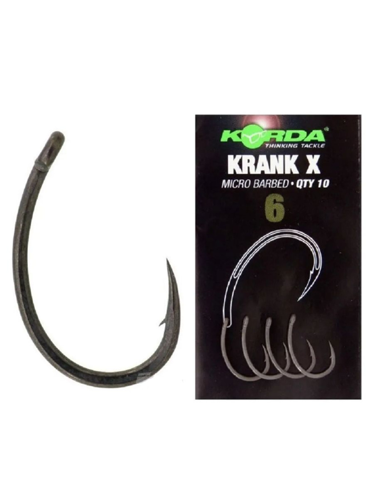 Крючки карповые KORDA Krank-X №6 с бородкой 10шт #1