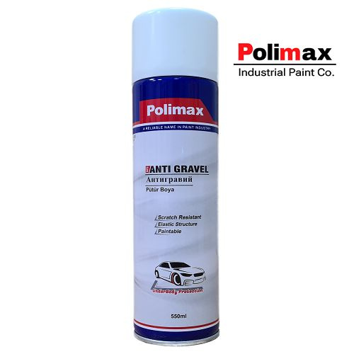 Антигравий Polimax Anti Gravel применяется для защиты порогов, дверей, колесных арок и других элементов кузова автомобиля от сколов, царапин, влаги. Эластичность и прочность антигравия позволяет принимать энергию удара на себя, поглощая её.   Особенности: - образует упругое эластичное покрытие, - содержит антикоррозийные добавки, - звукоизолирующие свойства, - уменьшение вибрации, - возможность окрашивания.