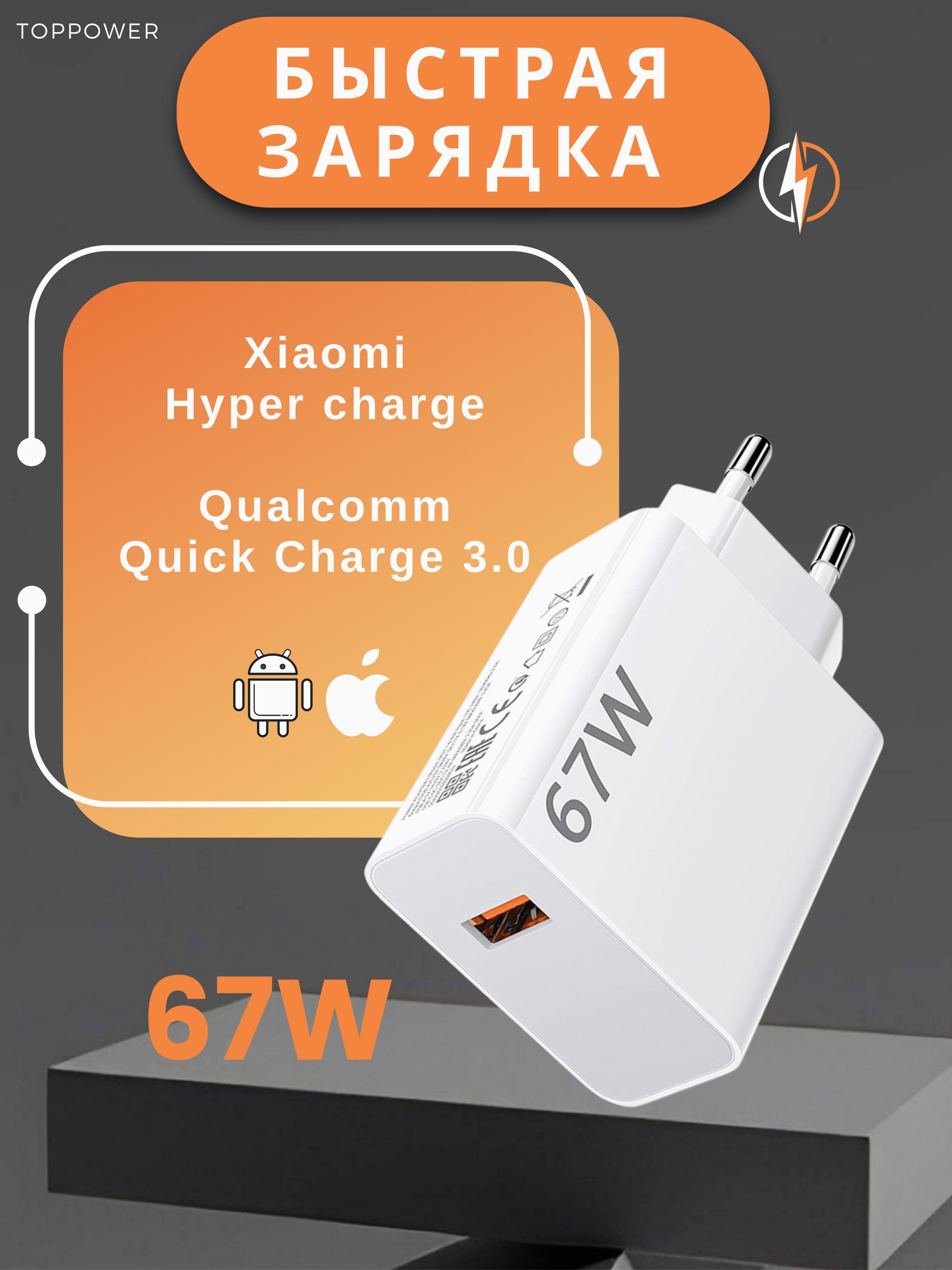 ЗарядноеустройствоUSB67W.Сетевойадаптердлязарядкидлясмартфона.