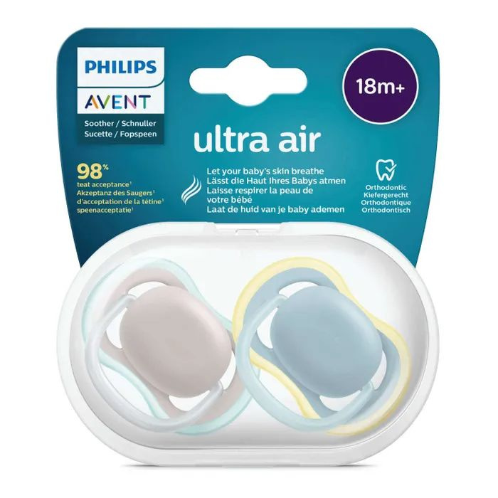 Соска силиконовая пустышки серии PHILIPS AVENT ultra air SCF349/01 с футляром для хранения и стерилизации, #1