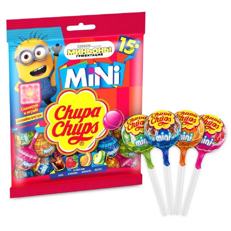 Карамель Chupa Chups mini Миньоны ассорти (15 штук в упаковке) #1