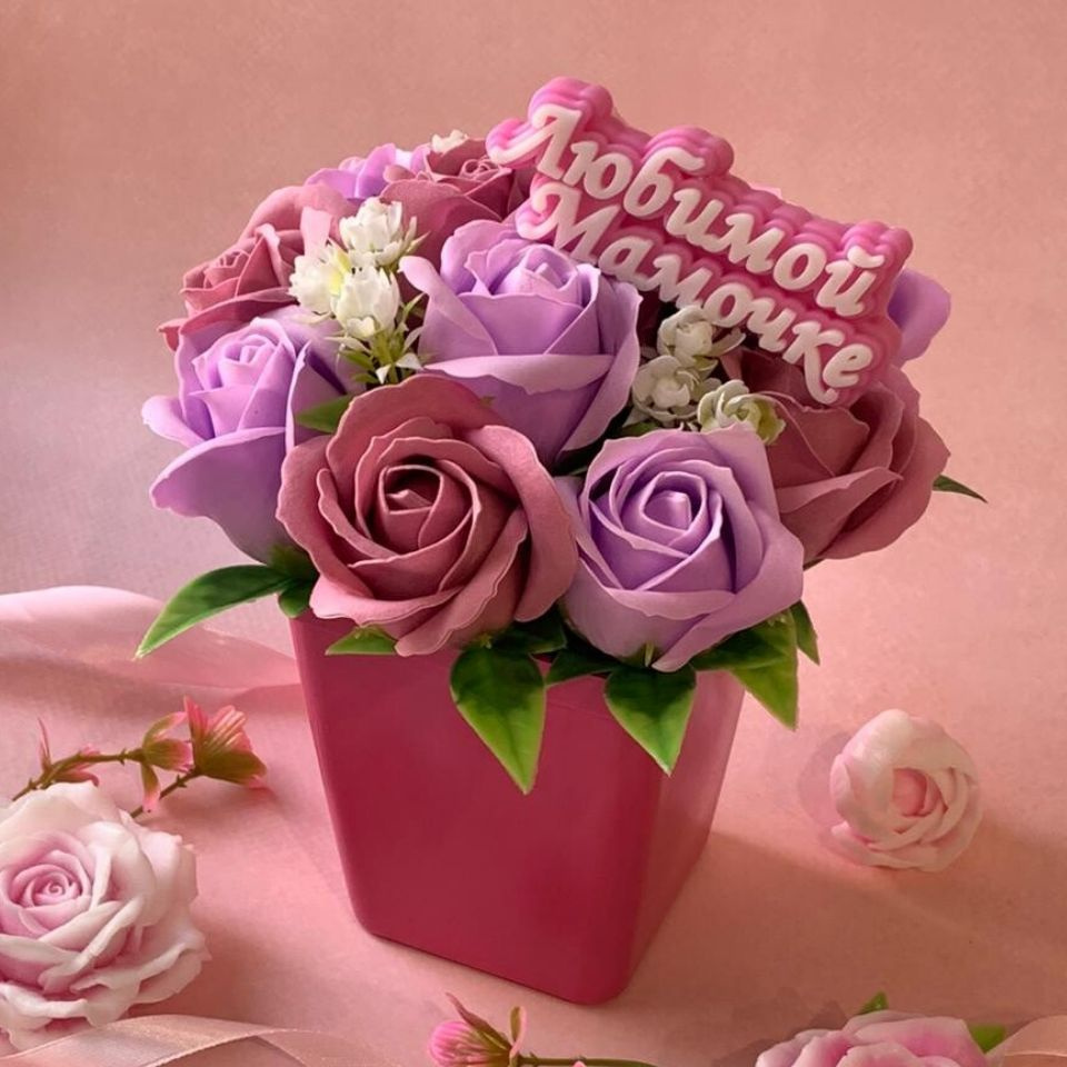 Букет из мыльных роз, цветы, подарок на 14 февраля, день рождения, 8 марта  #1