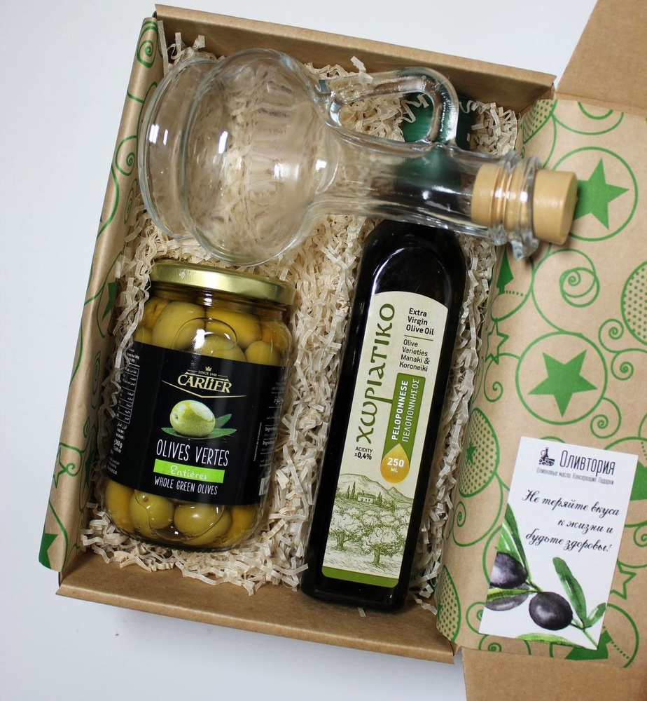 Подарочный набор с оливковым маслом, оливками и ёмкостью  #1