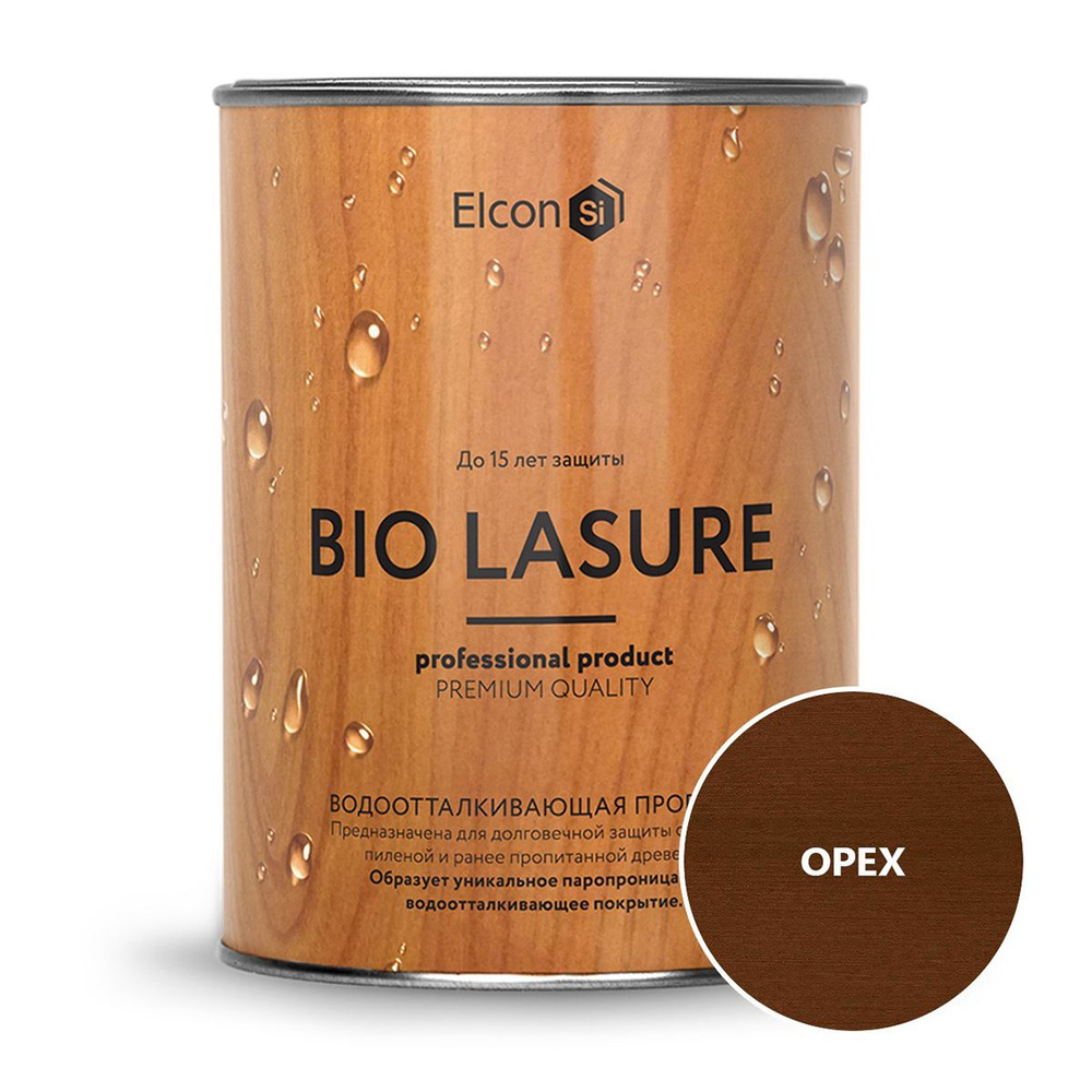 Пропитка для дерева водоотталкивающая Elcon Bio Lasure, 0,9 л, орех  #1